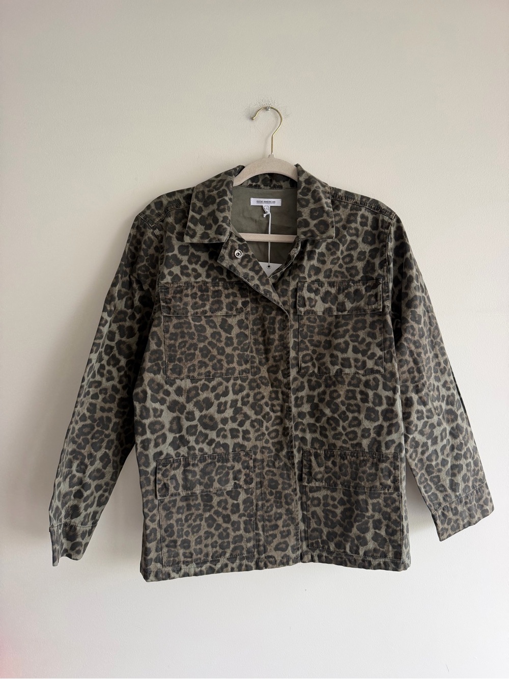 Good American NWT Leopard Print Utility Jacket $165